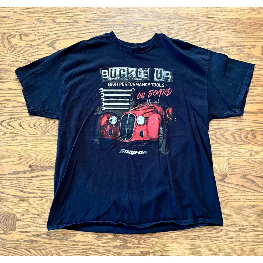 Snap-on Tools Graphic T-Shirt Mens 2XL Black Buckle Up High Performance Car Tee